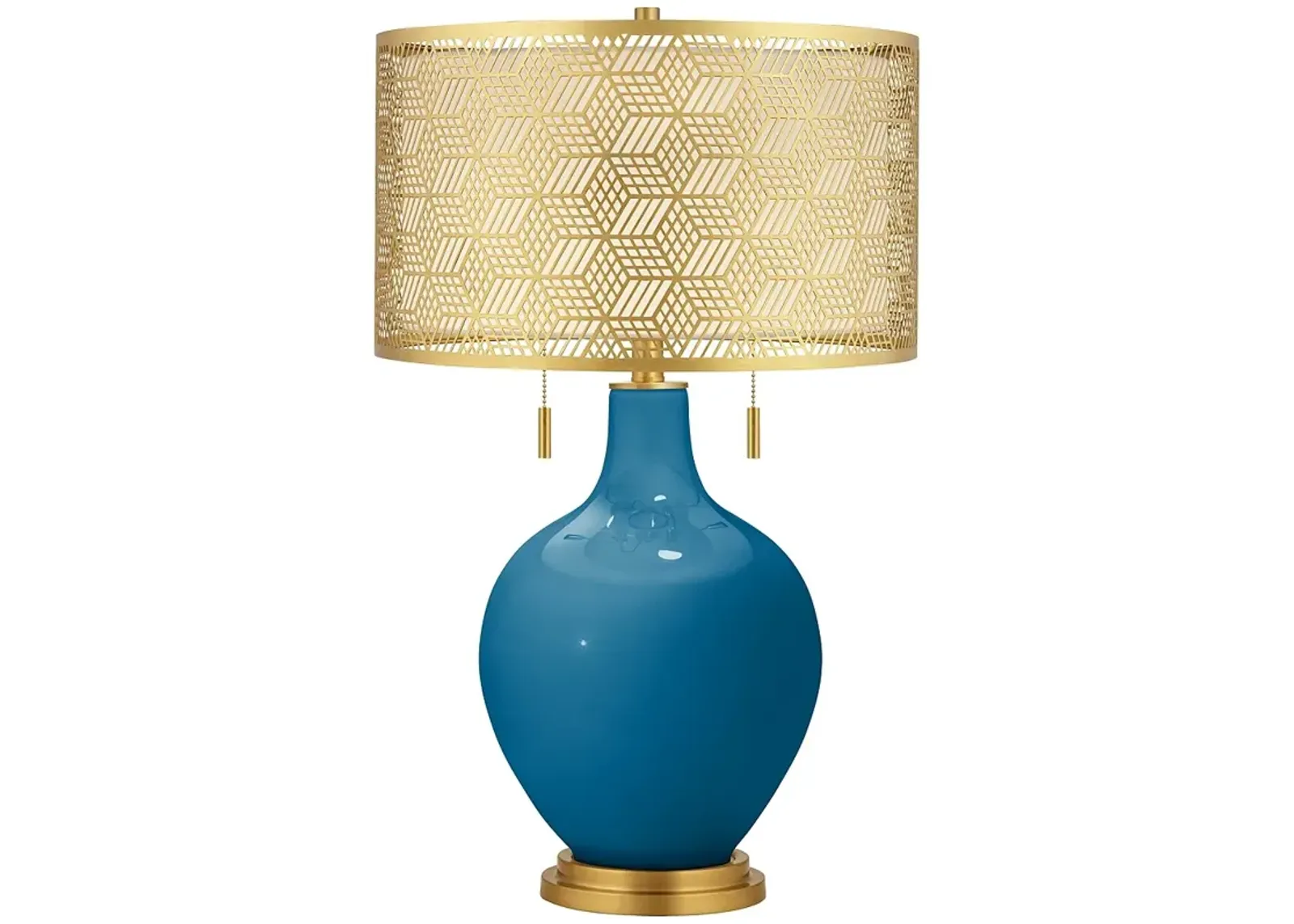 Mykonos Blue Toby Brass Metal Shade Table Lamp