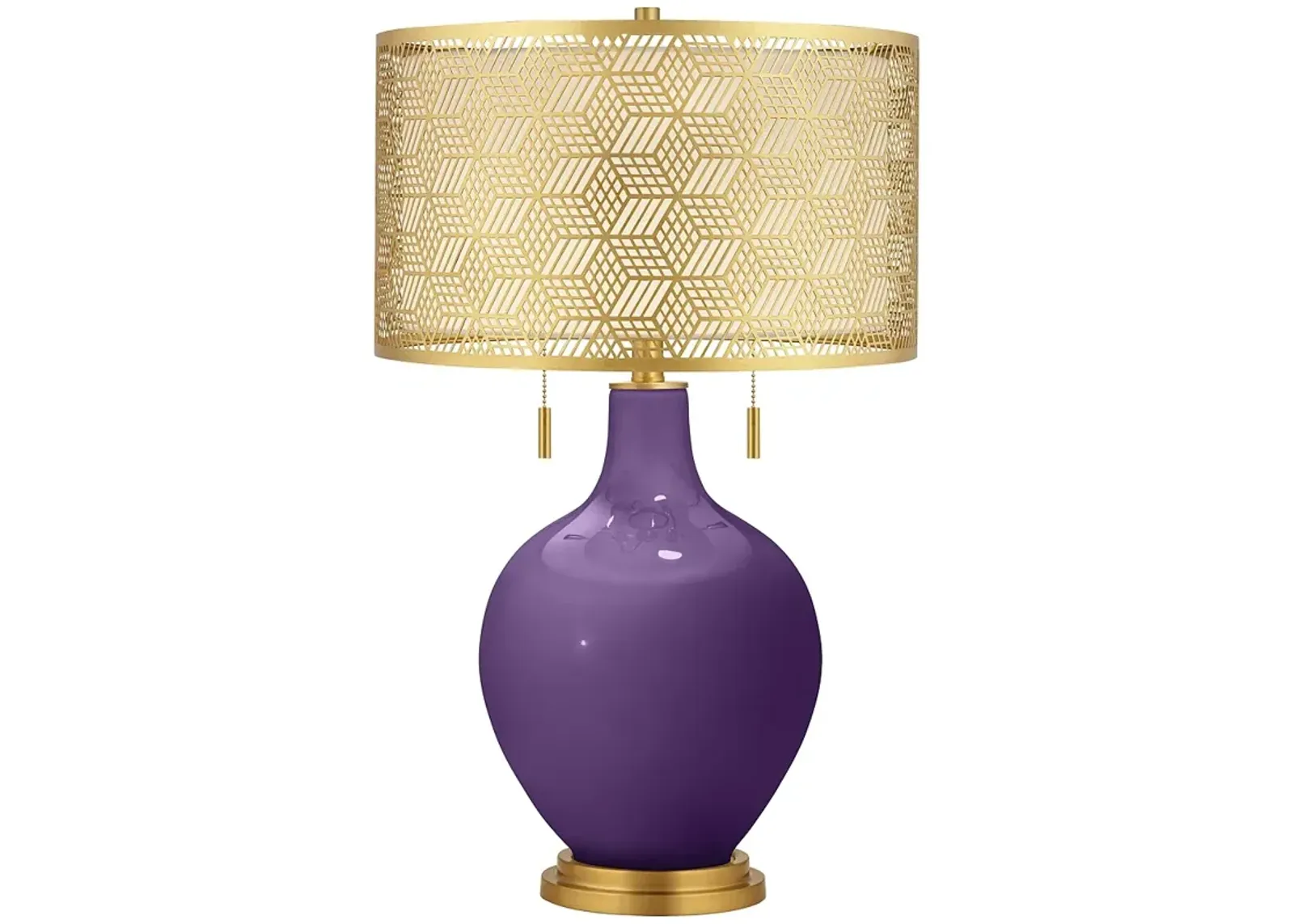 Color Plus Toby Brass 28" High Metal Shade Acai Purple Table Lamp