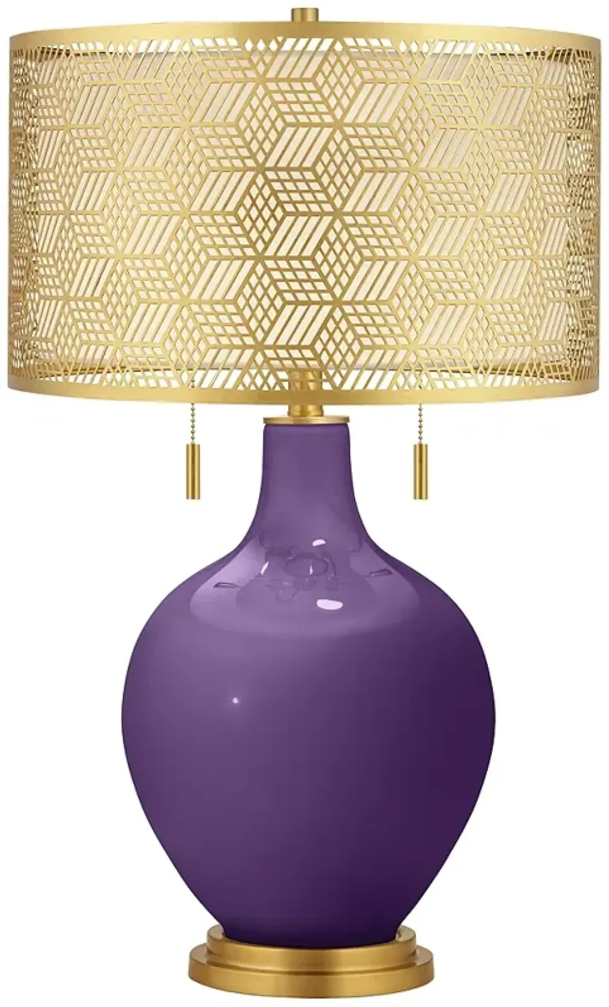 Color Plus Toby Brass 28" High Metal Shade Acai Purple Table Lamp