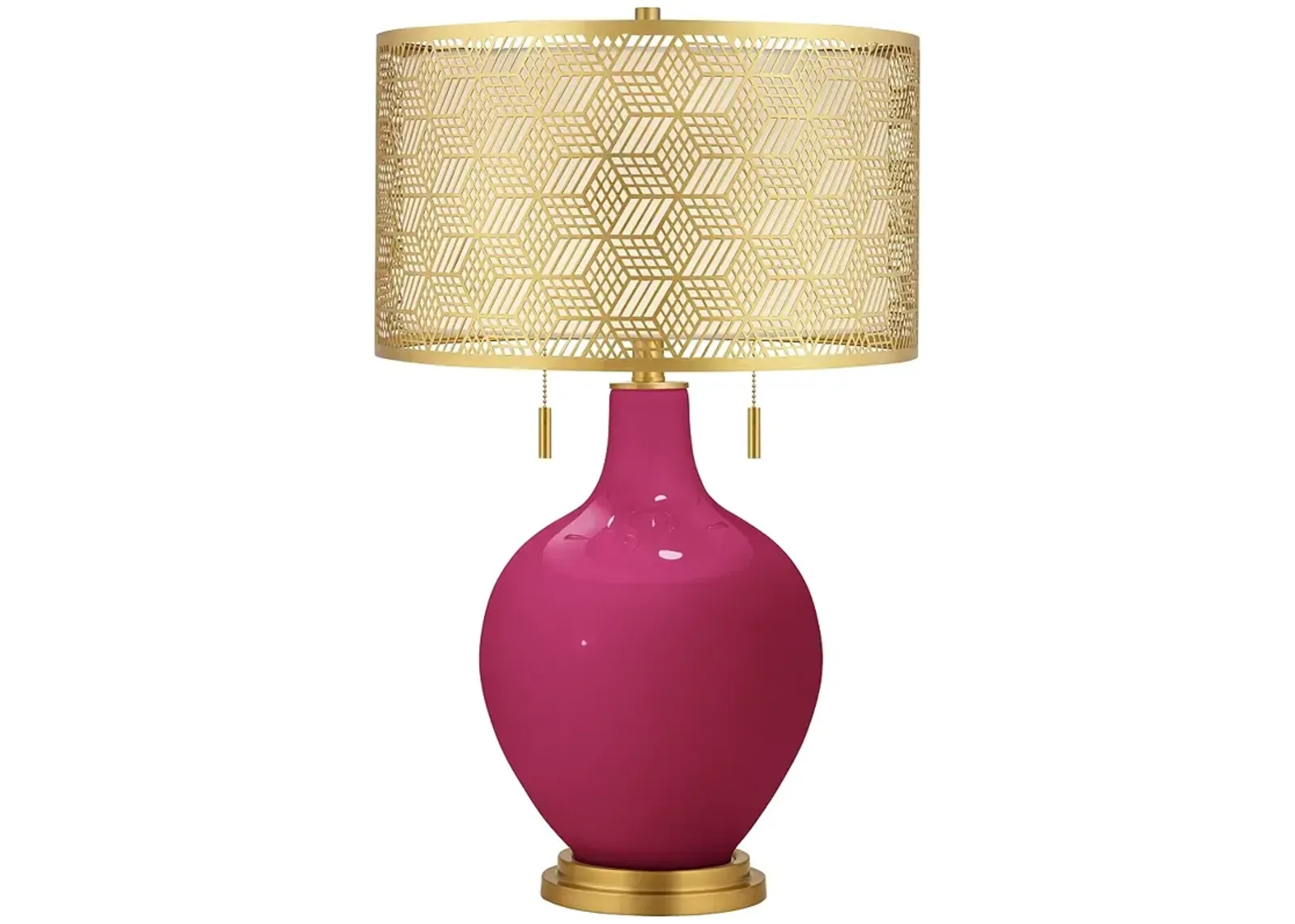 Color Plus Toby Brass 28" High Metal Shade Vivacious Red Table Lamp