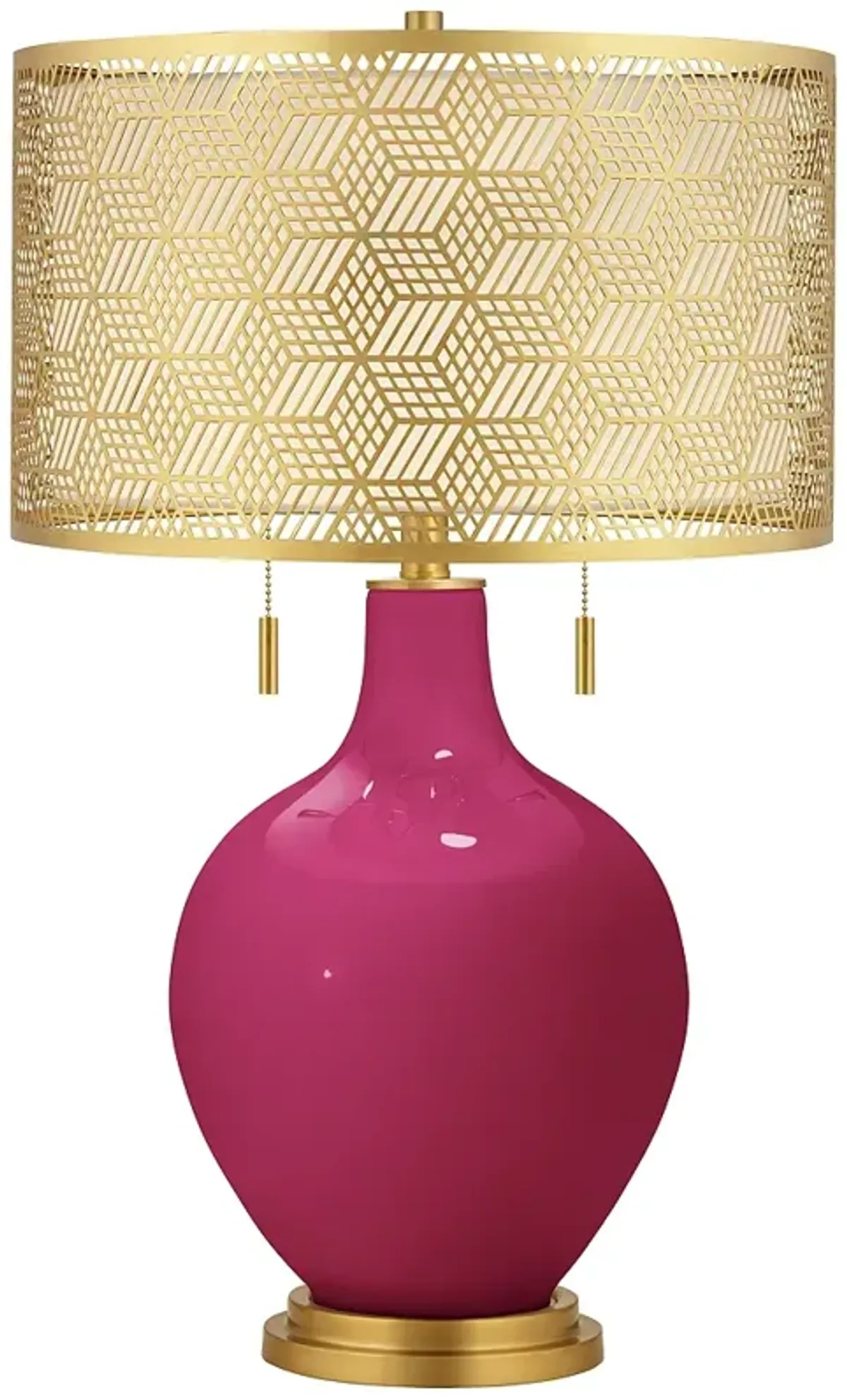 Color Plus Toby Brass 28" High Metal Shade Vivacious Red Table Lamp