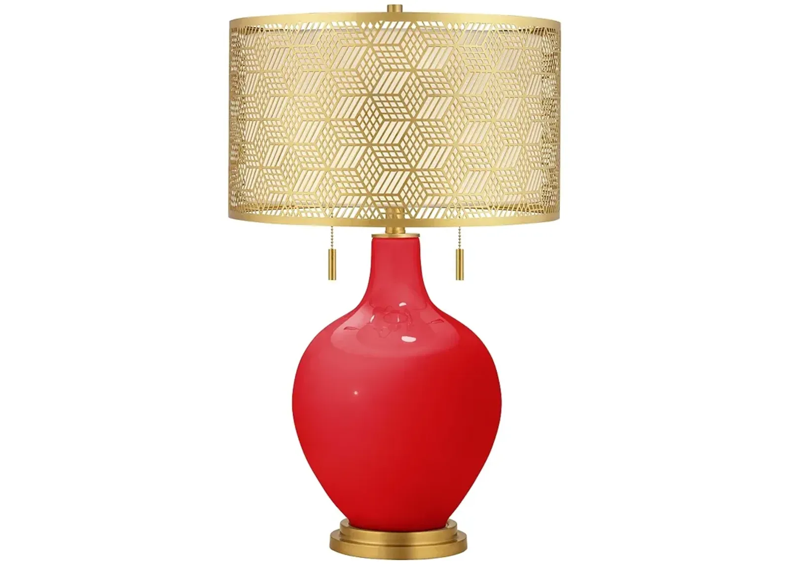 Bright Red Toby Brass Metal Shade Table Lamp