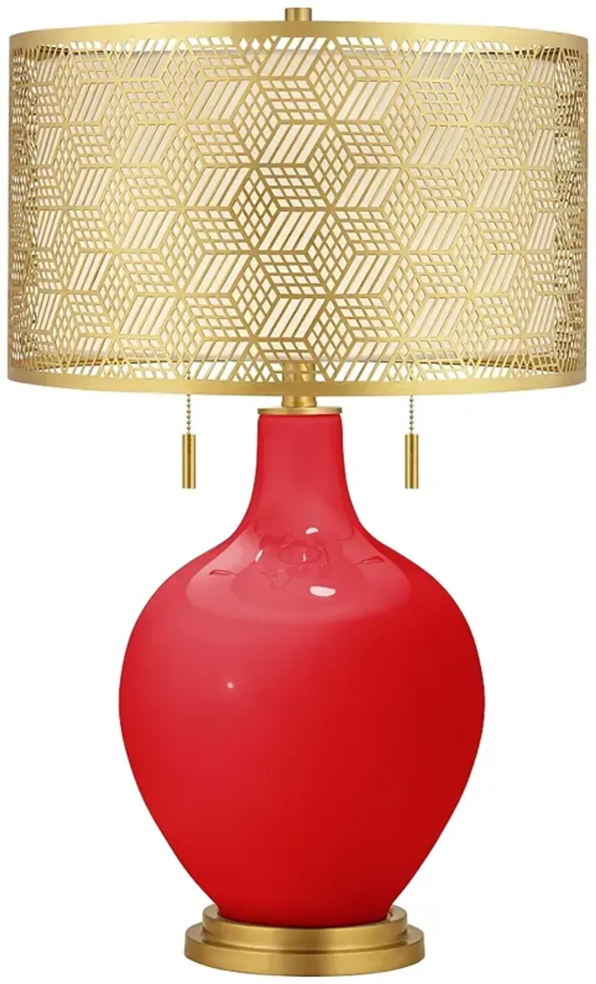 Bright Red Toby Brass Metal Shade Table Lamp