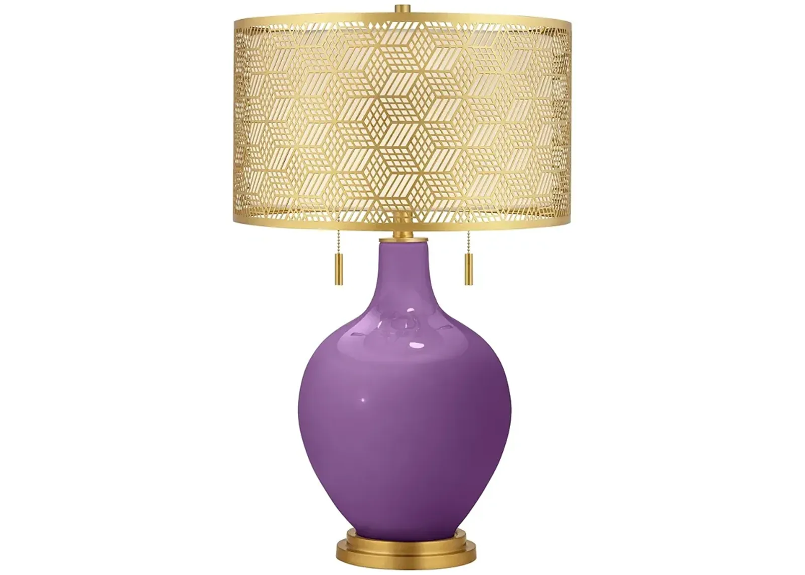 Passionate Purple Toby Brass Metal Shade Table Lamp