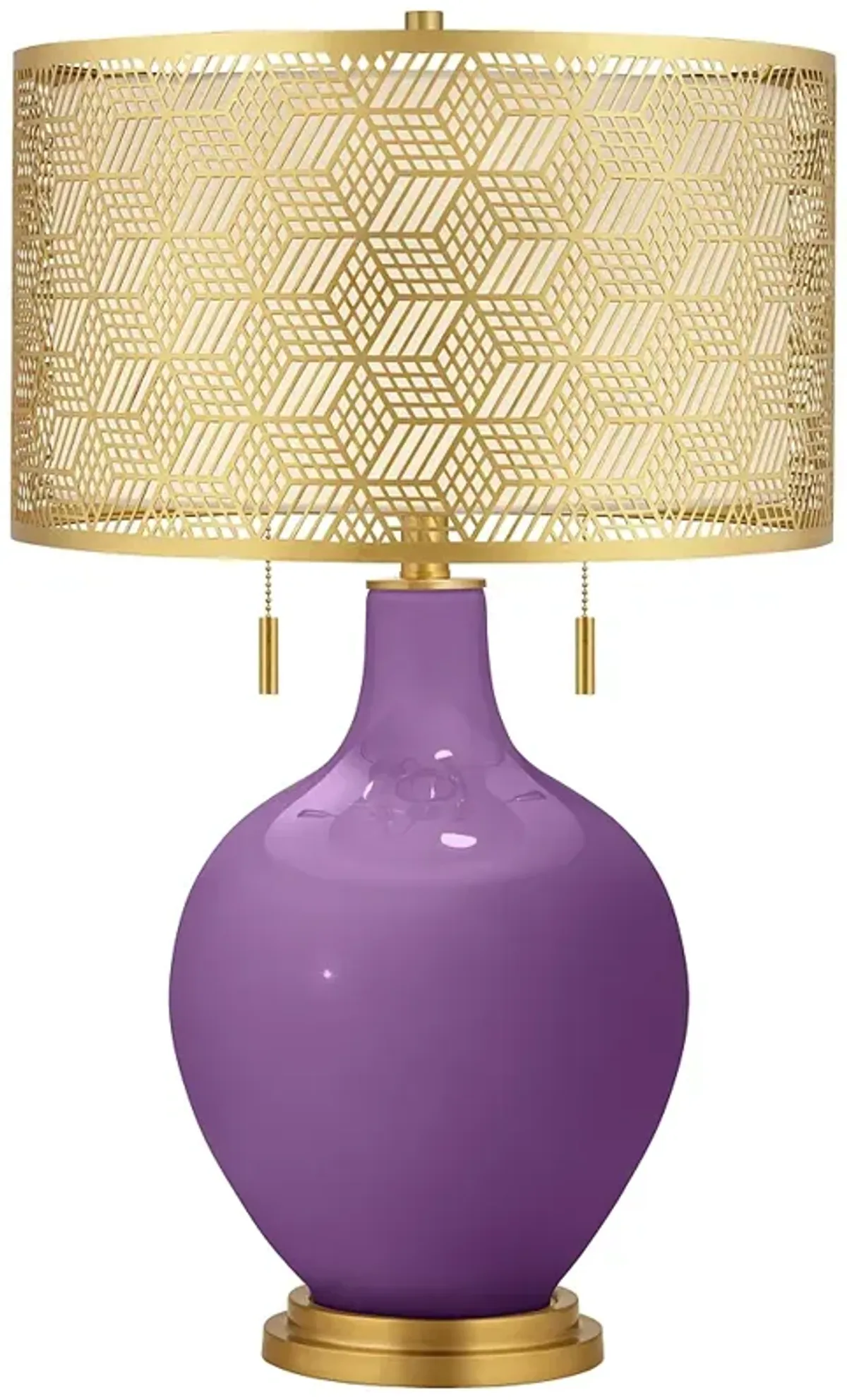 Color Plus Toby Brass 28" Metal Shade Passionate Purple Table Lamp