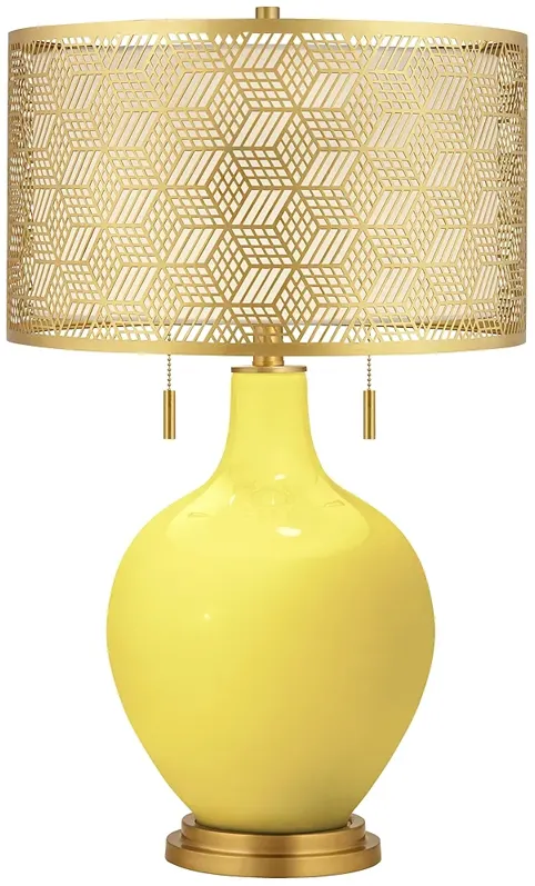 Lemon Twist Toby Brass Metal Shade Table Lamp