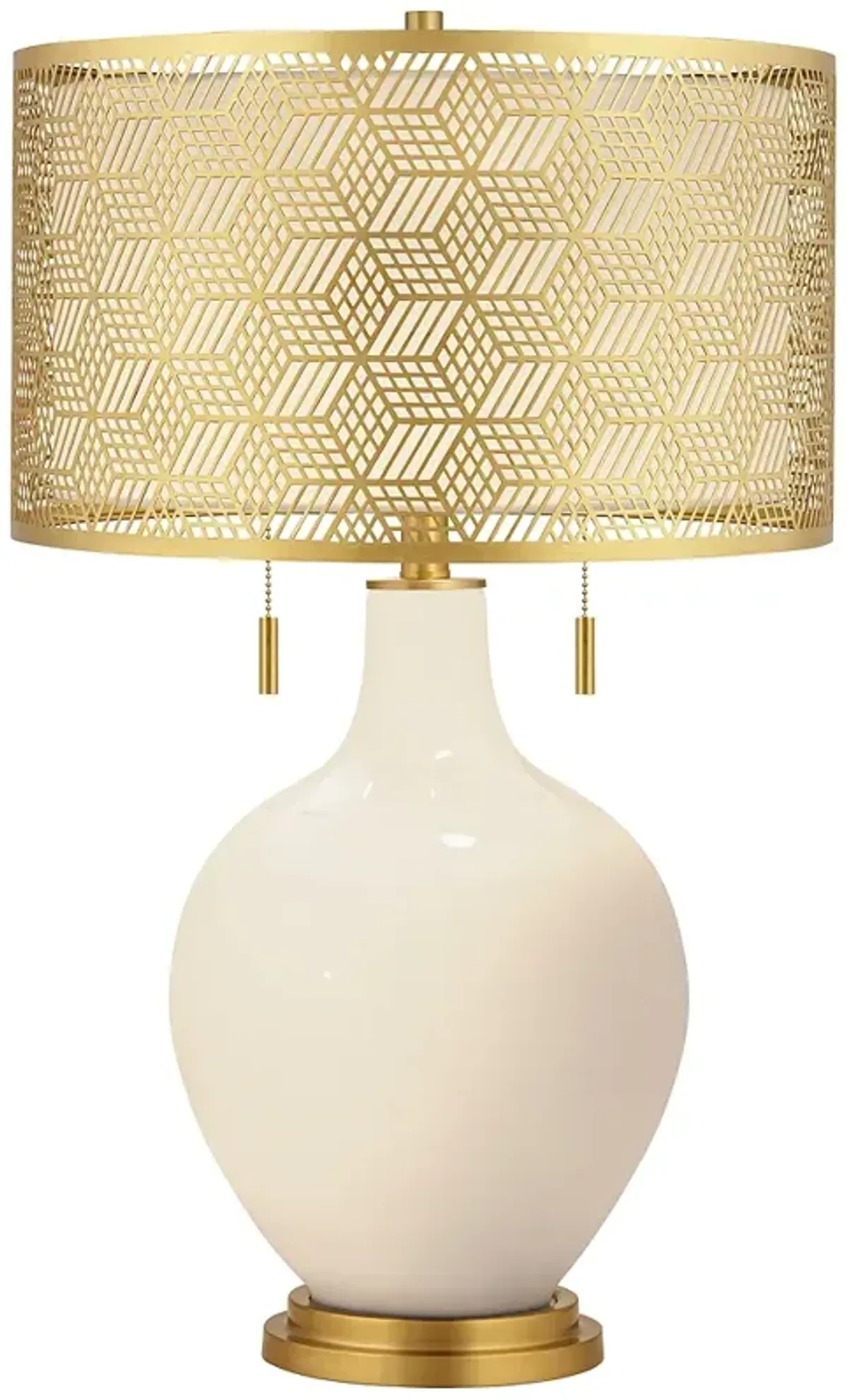 Color Plus Toby Brass 28" Steamed Milk White Metal Shade Table Lamp