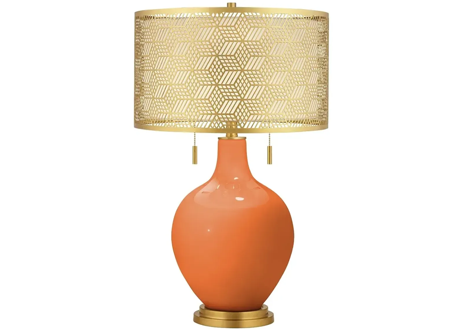 Color Plus Toby Brass 28" High Metal Shade Celosia Orange Table Lamp