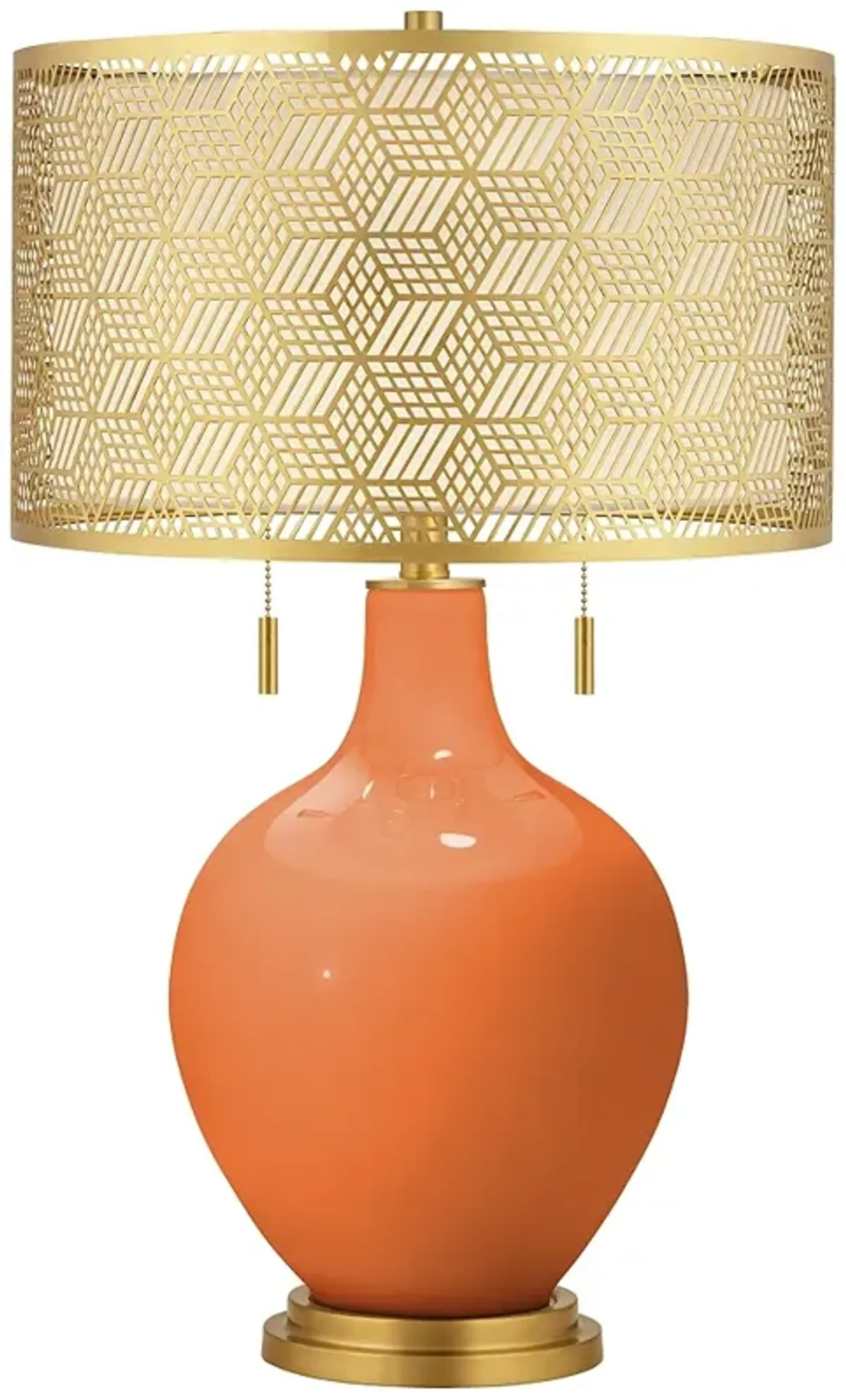 Color Plus Toby Brass 28" High Metal Shade Celosia Orange Table Lamp