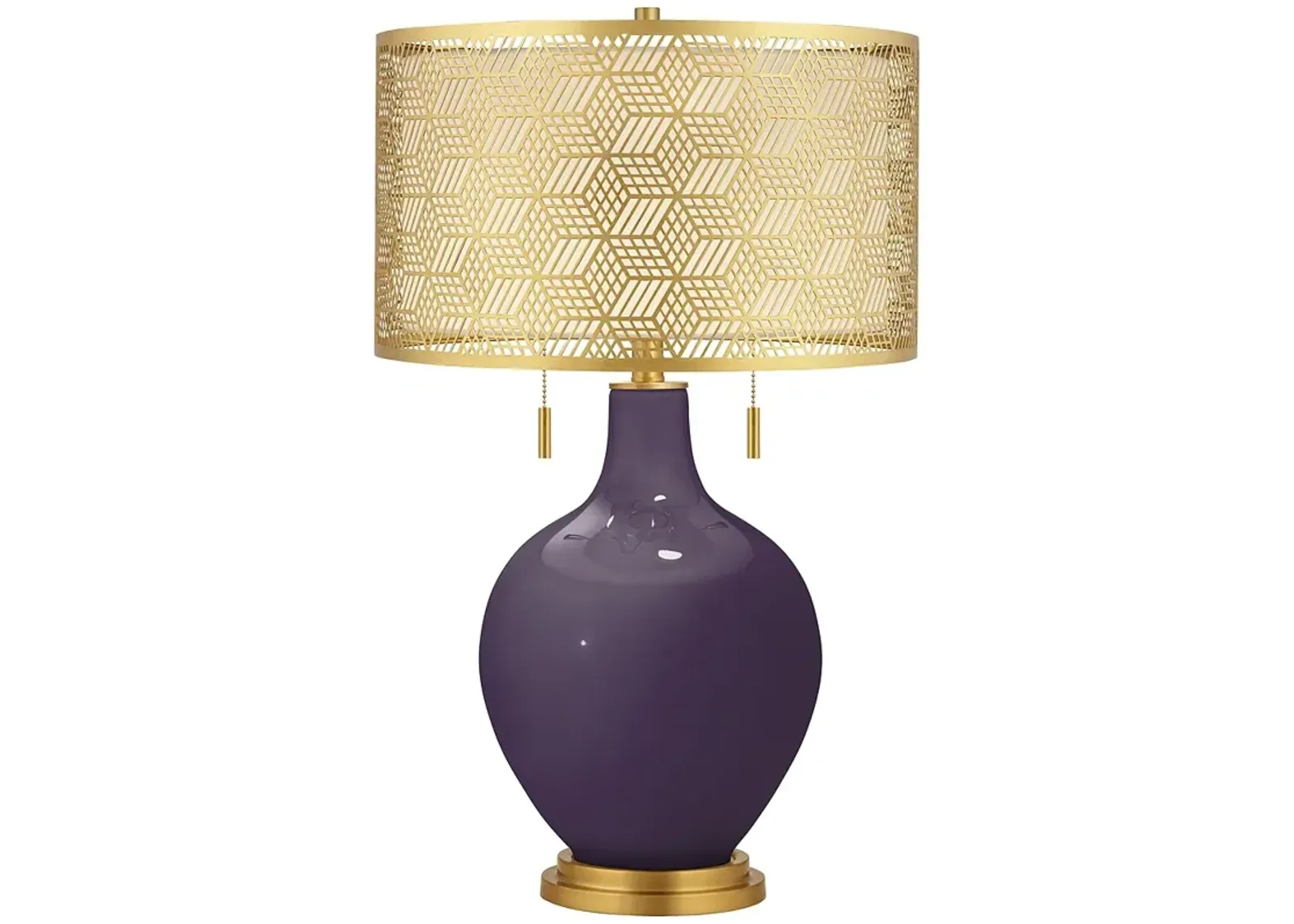 Quixotic Plum Toby Brass Metal Shade Table Lamp