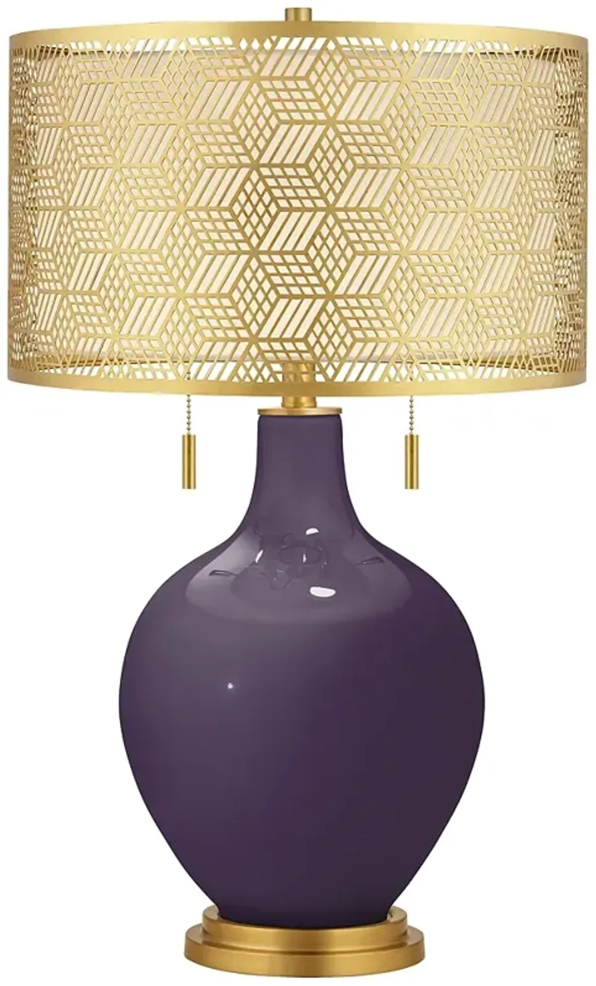 Quixotic Plum Toby Brass Metal Shade Table Lamp