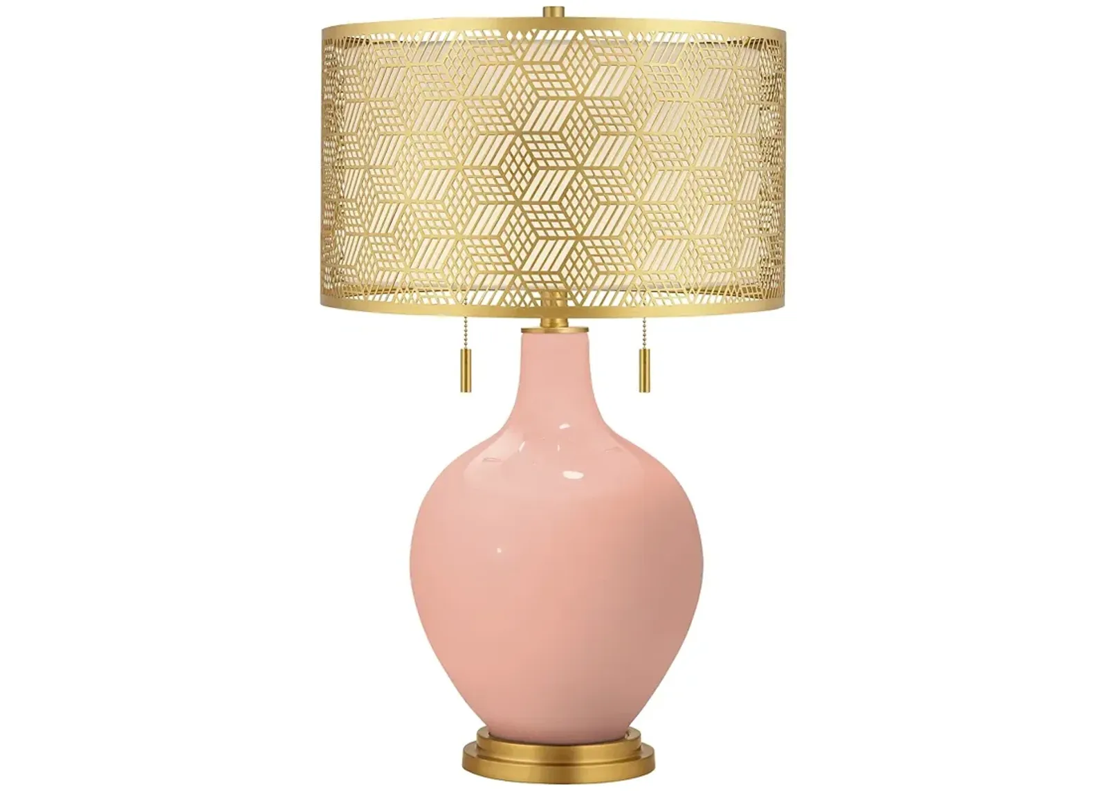 Mellow Coral Toby Brass Metal Shade Table Lamp