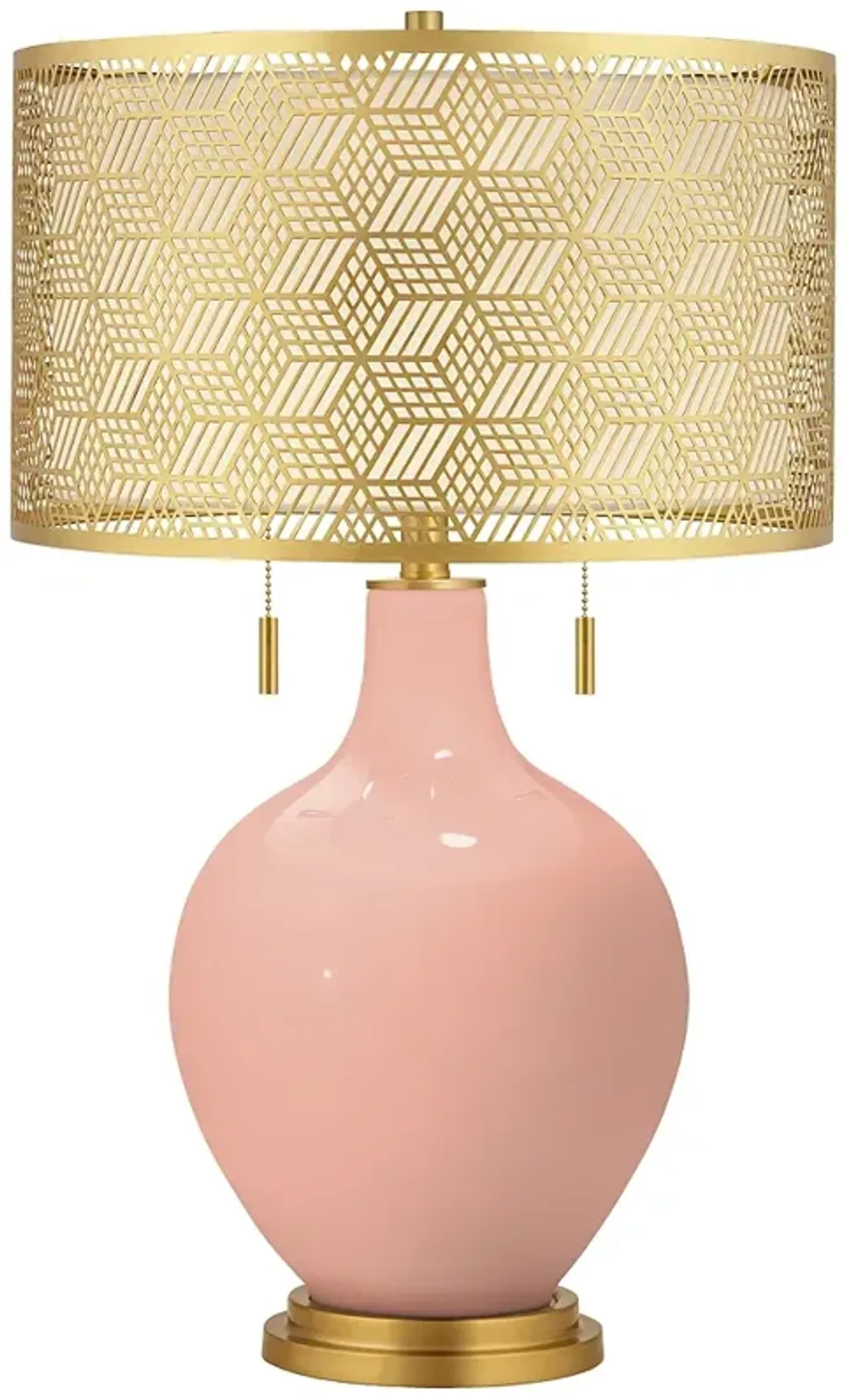 Mellow Coral Toby Brass Metal Shade Table Lamp