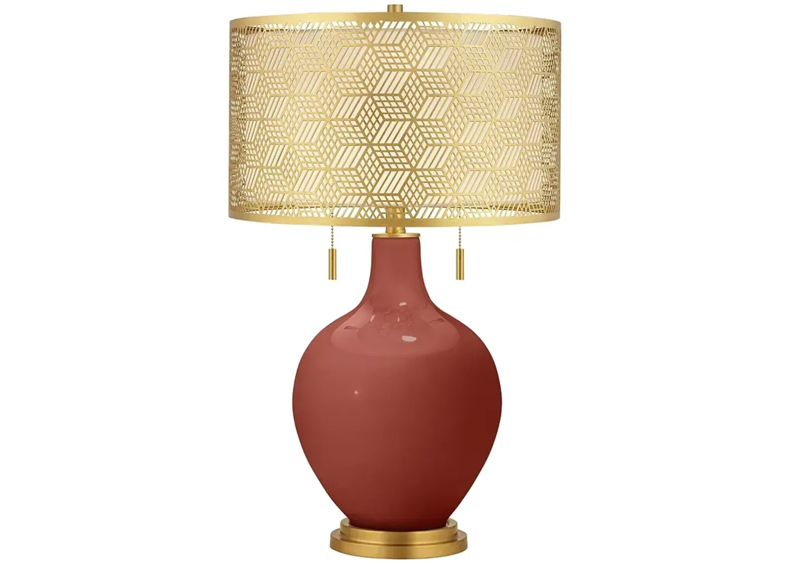 Color Plus Toby Brass 28" Metal Shade Madeira Red Table Lamp