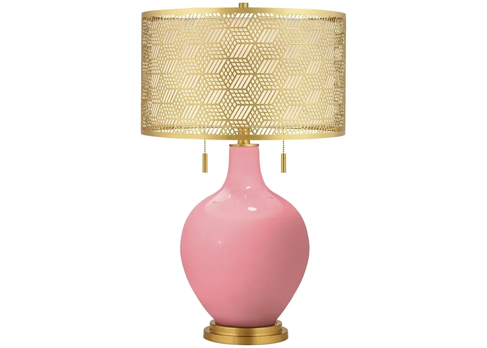 Color Plus Toby Brass 28" Metal Shade Haute Pink Modern Table Lamp