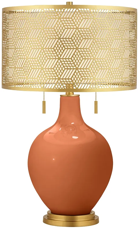 Robust Orange Toby Brass Metal Shade Table Lamp