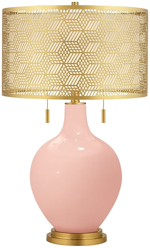 Rose Pink Toby Brass Metal Shade Table Lamp