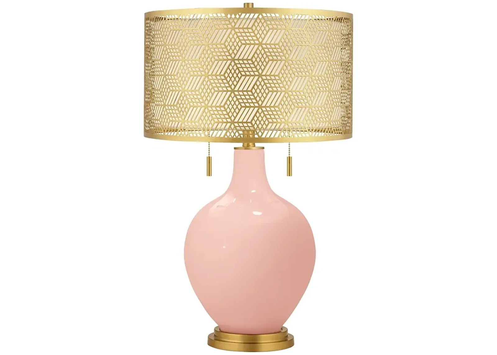 Color Plus Toby 28" Brass Metal Shade  Rose Pink Table Lamp