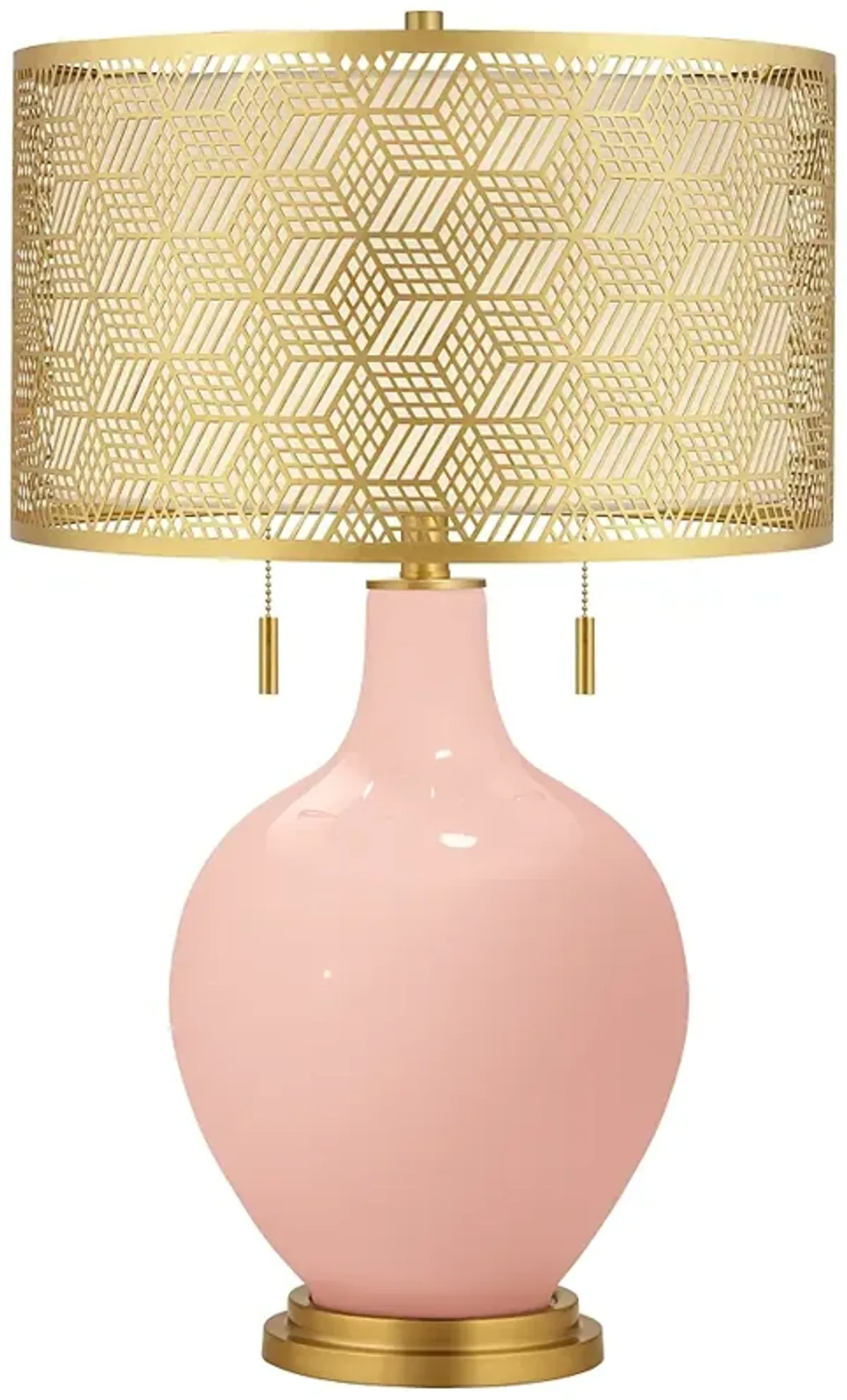 Color Plus Toby 28" Brass Metal Shade  Rose Pink Table Lamp