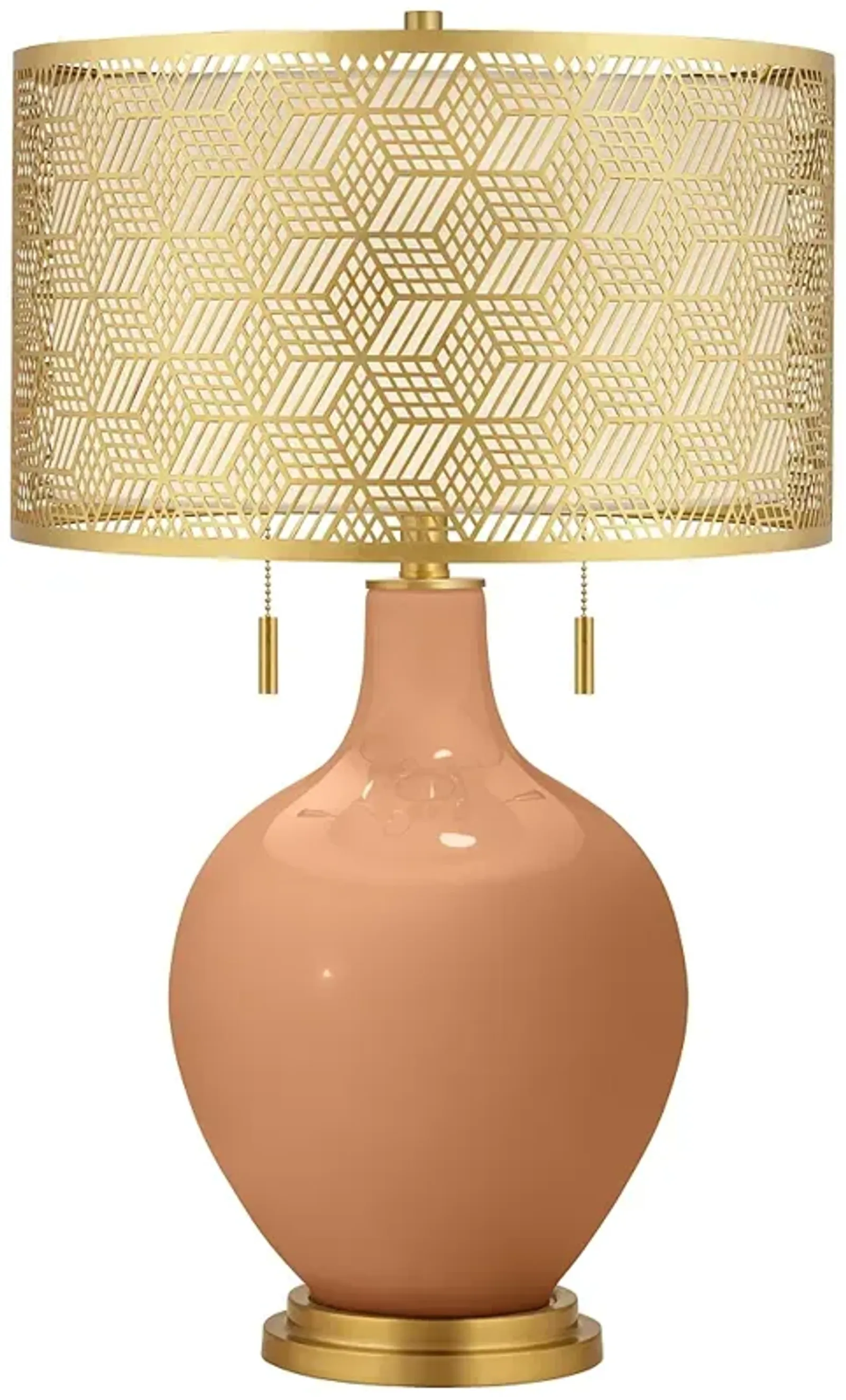 Burnt Almond Toby Brass Metal Shade Table Lamp