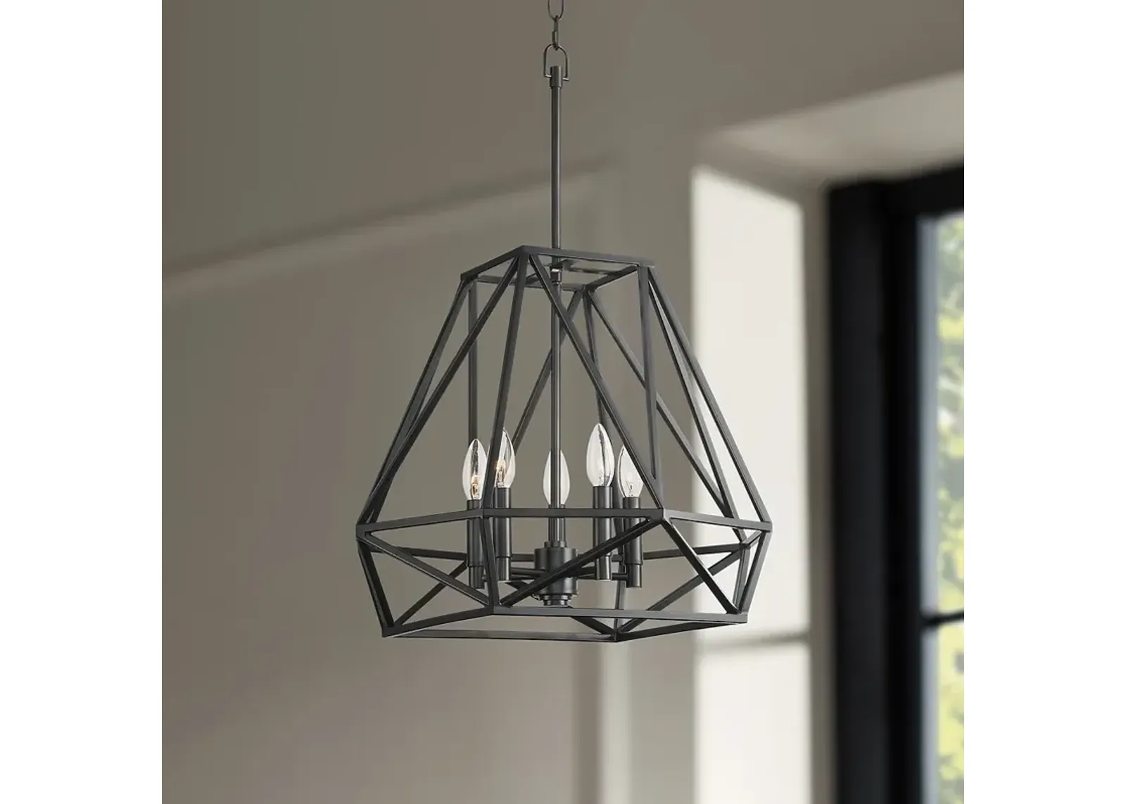 Franklin Iron Hawking 19 1/2" Semi-Gloss Black Open Geometric Pendant