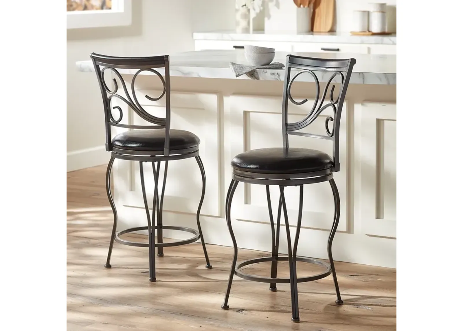 Mateo 39 1/2" Charcoal Swivel Counter Stools Set of 2