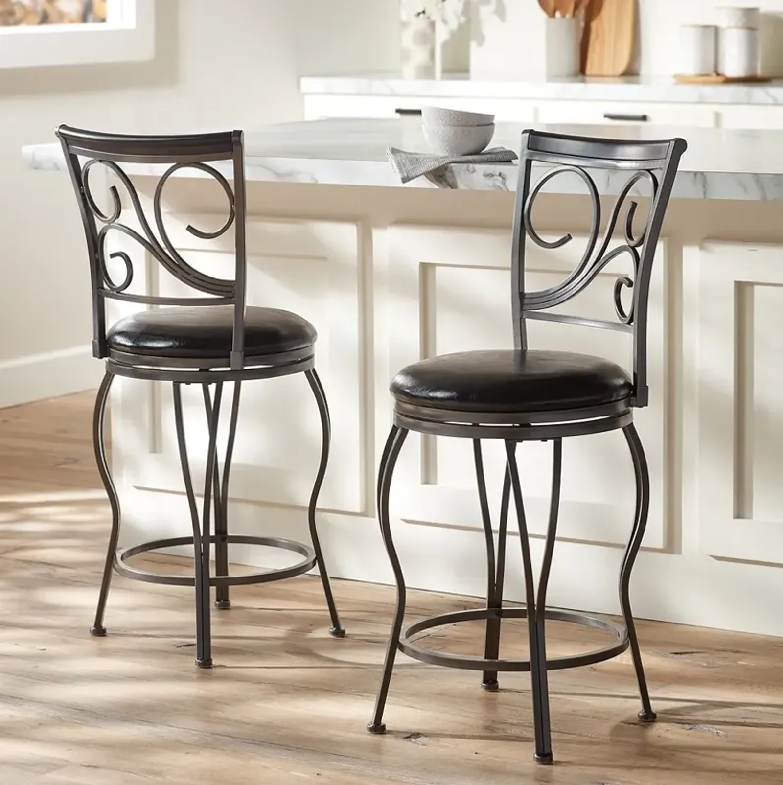 Mateo 39 1/2" Charcoal Swivel Counter Stools Set of 2