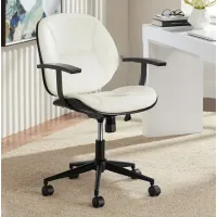 Julian White Fabric and Steel Adjustable Swivel Office Chair