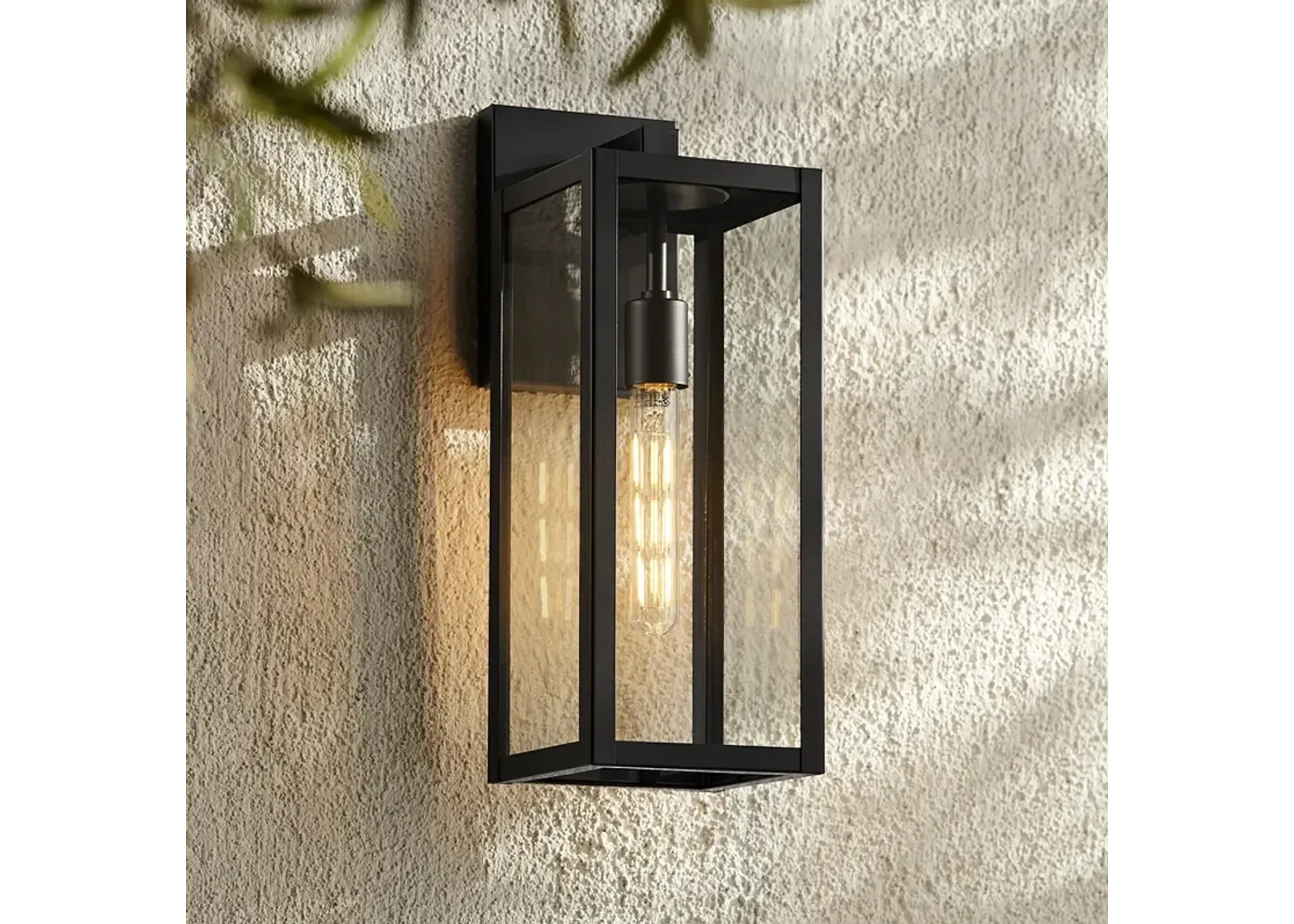 John Timberland Titan 17" Mystic Black and Glass Outdoor Wall Light