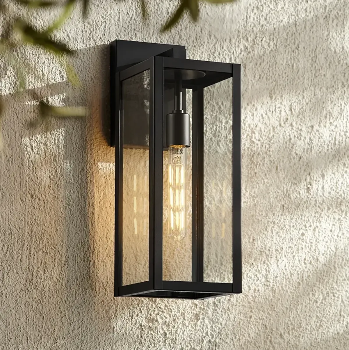 John Timberland Titan 17" Mystic Black and Glass Outdoor Wall Light