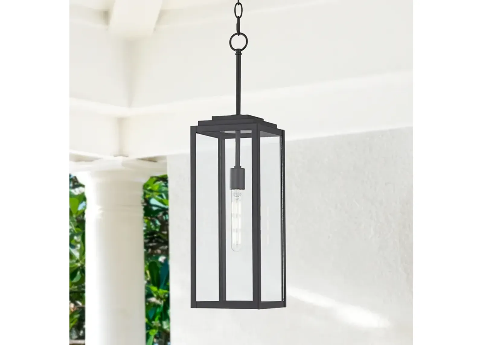 Titan 27 1/4" Mystic Black Rectangular Lantern Outdoor Hanging Light