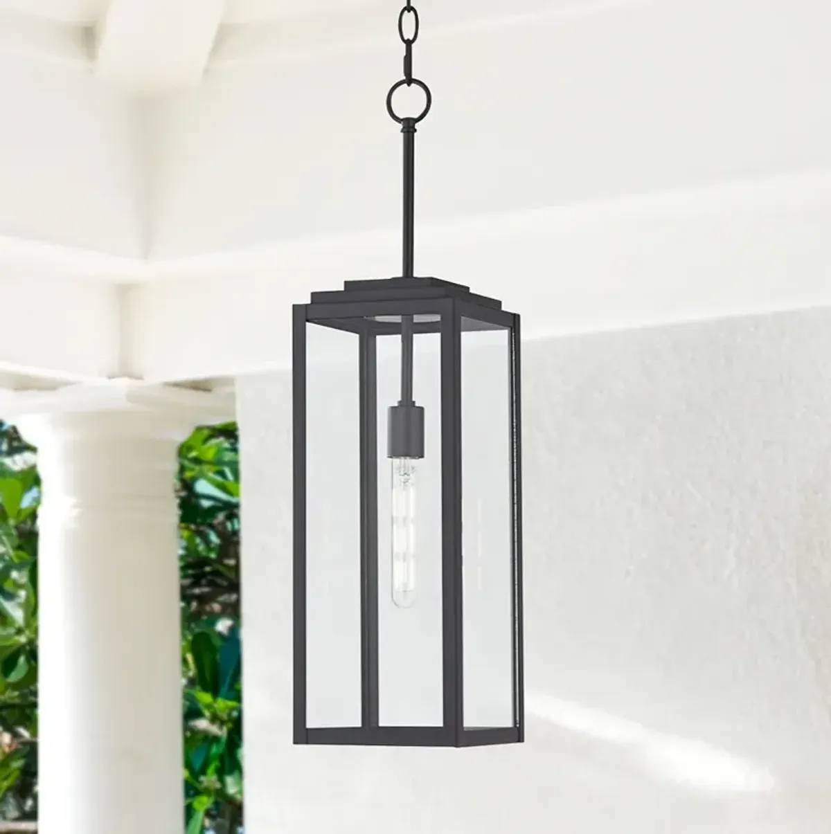 Titan 27 1/4" Mystic Black Rectangular Lantern Outdoor Hanging Light