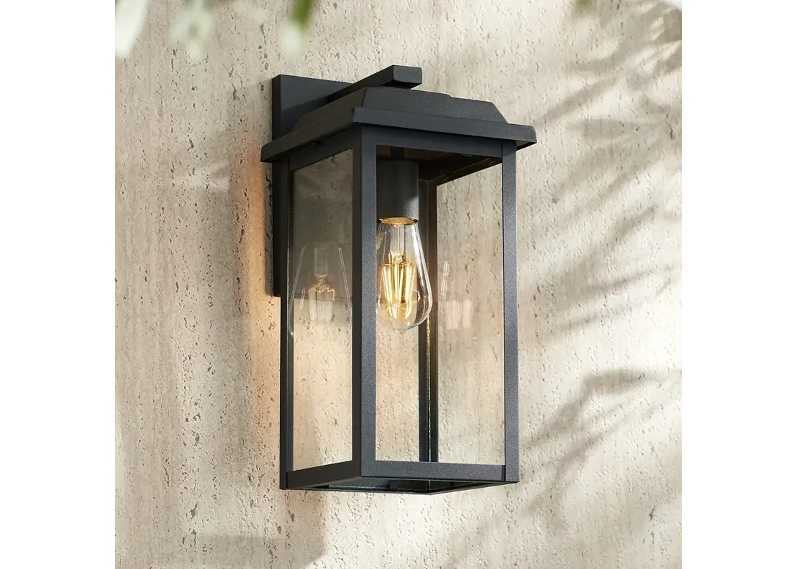 John Timberland Eastcrest 15 1/4" Textured Black Outdoor Wall Light