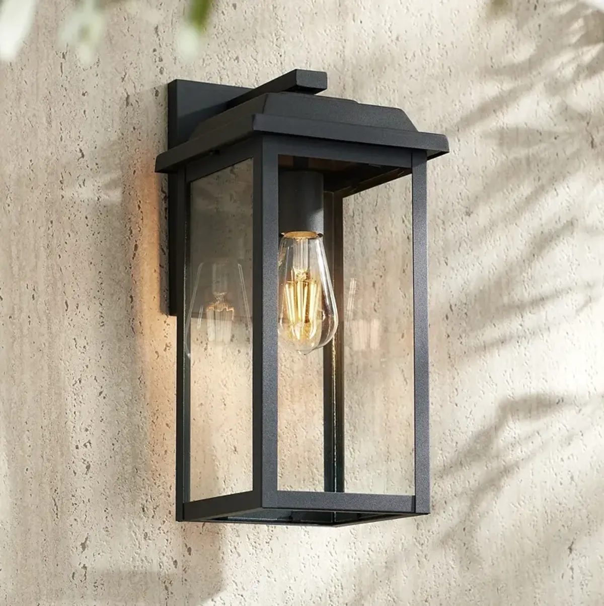 John Timberland Eastcrest 15 1/4" Textured Black Outdoor Wall Light