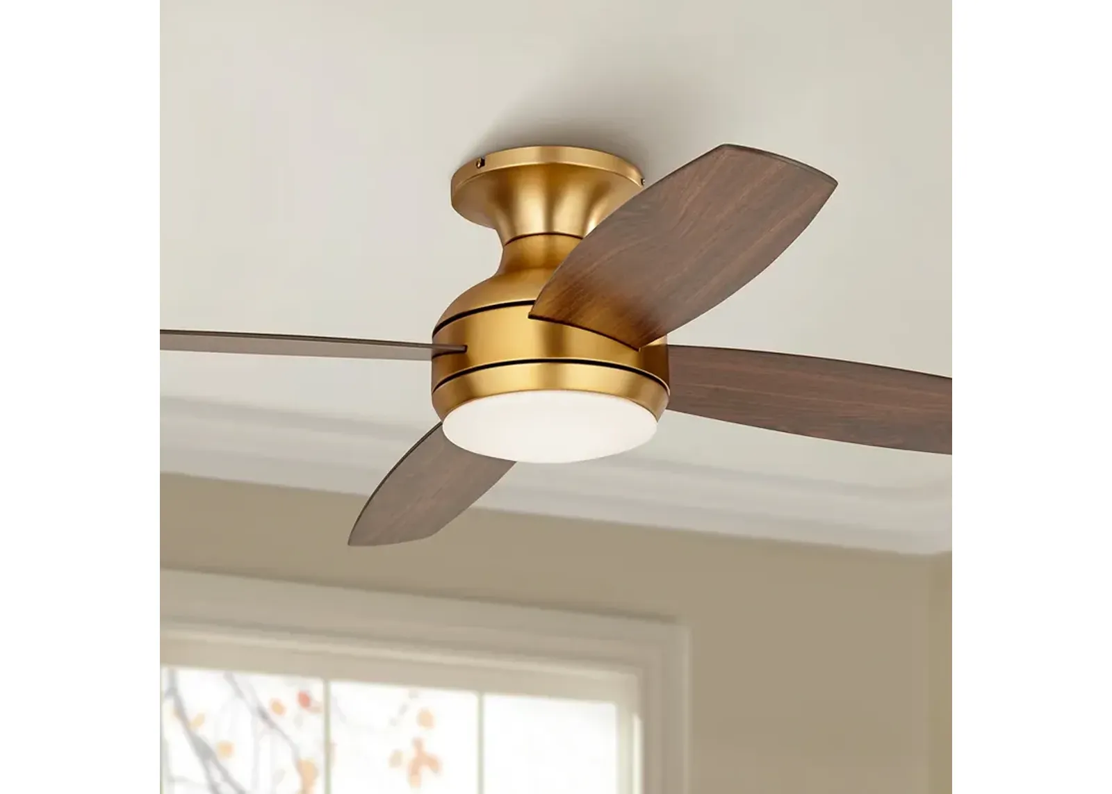 52" Casa Elite Soft Brass LED Hugger Ceiling Fan with Remote