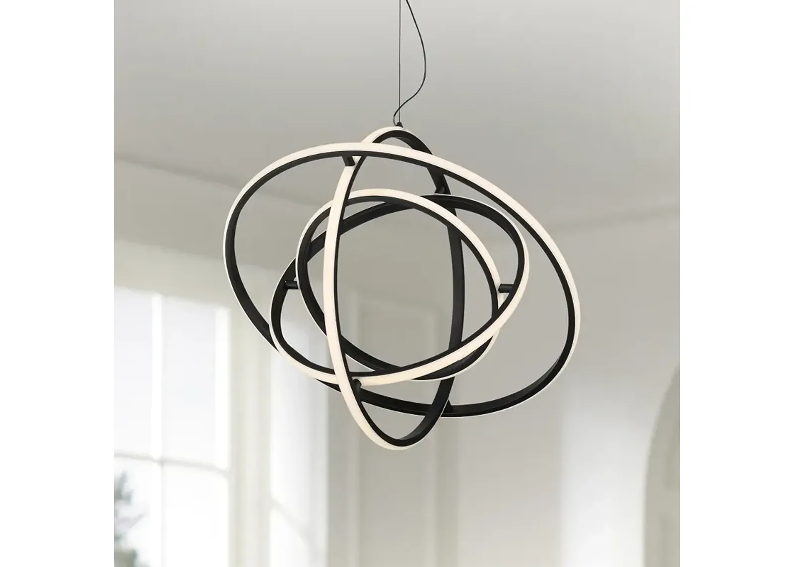 Possini Euro Celestine 23 3/4" Sanded Black LED Ring Pendant Light