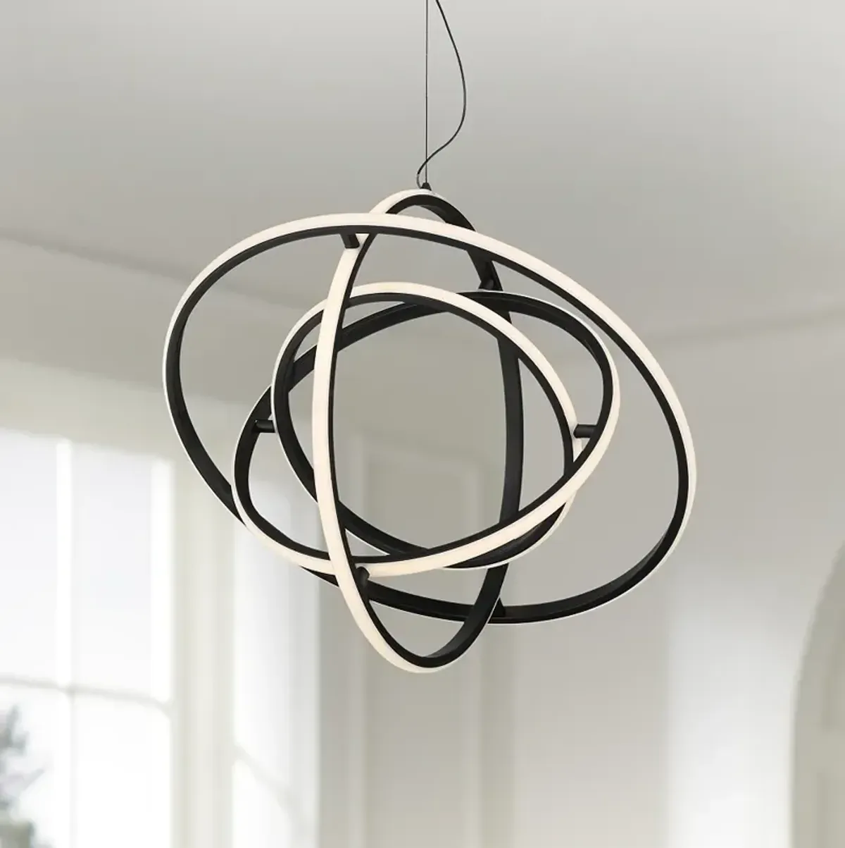 Possini Euro Celestine 23 3/4" Sanded Black LED Ring Pendant Light