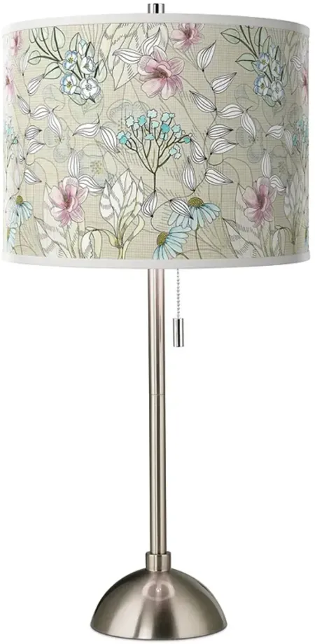 Botanical Giclee Brushed Nickel Table Lamp
