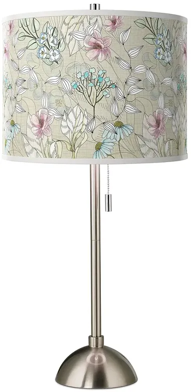 Botanical Giclee Brushed Nickel Table Lamp