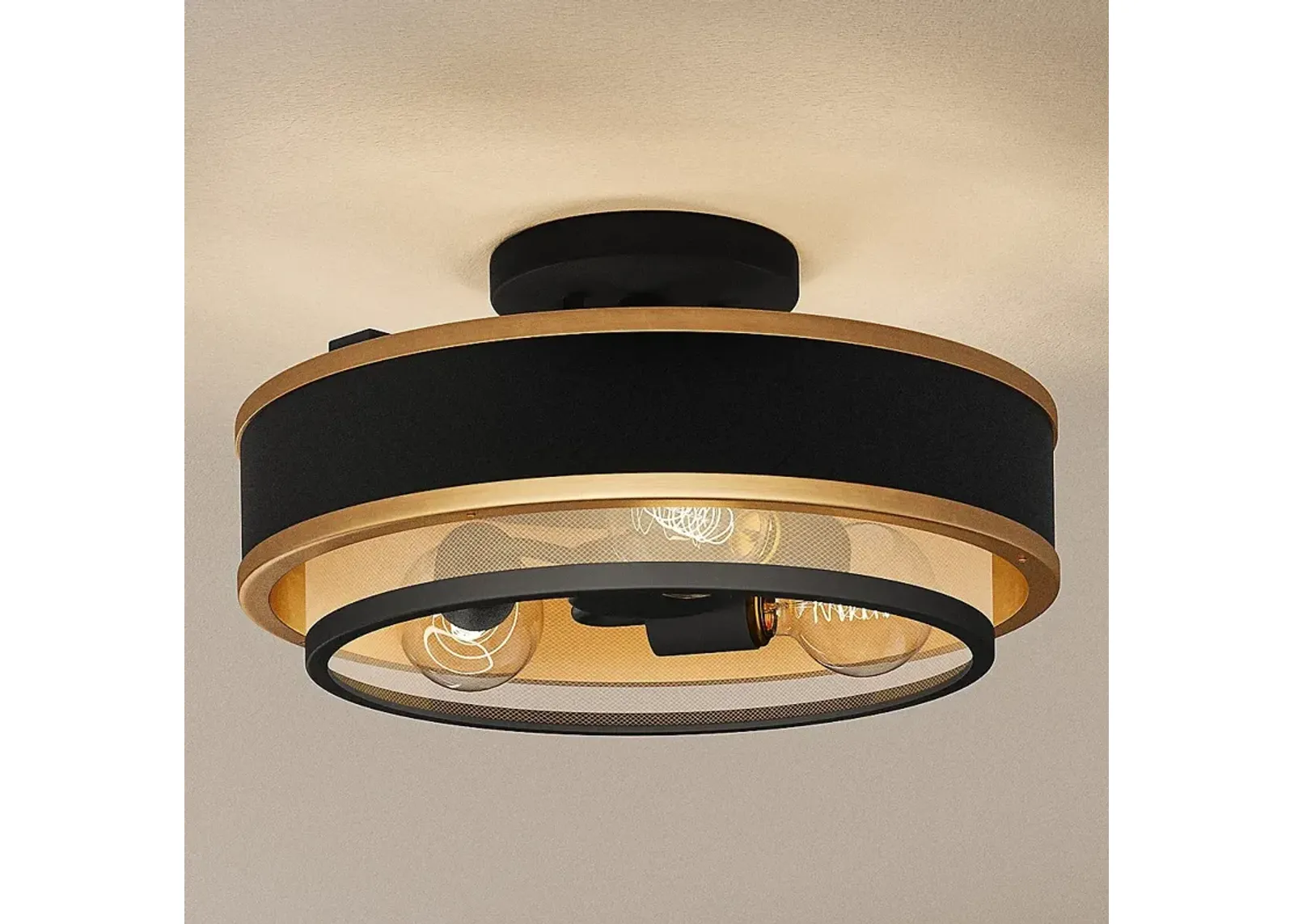 Quoizel Lockwood 15" Wide Earth Black 3-Light Ceiling Light