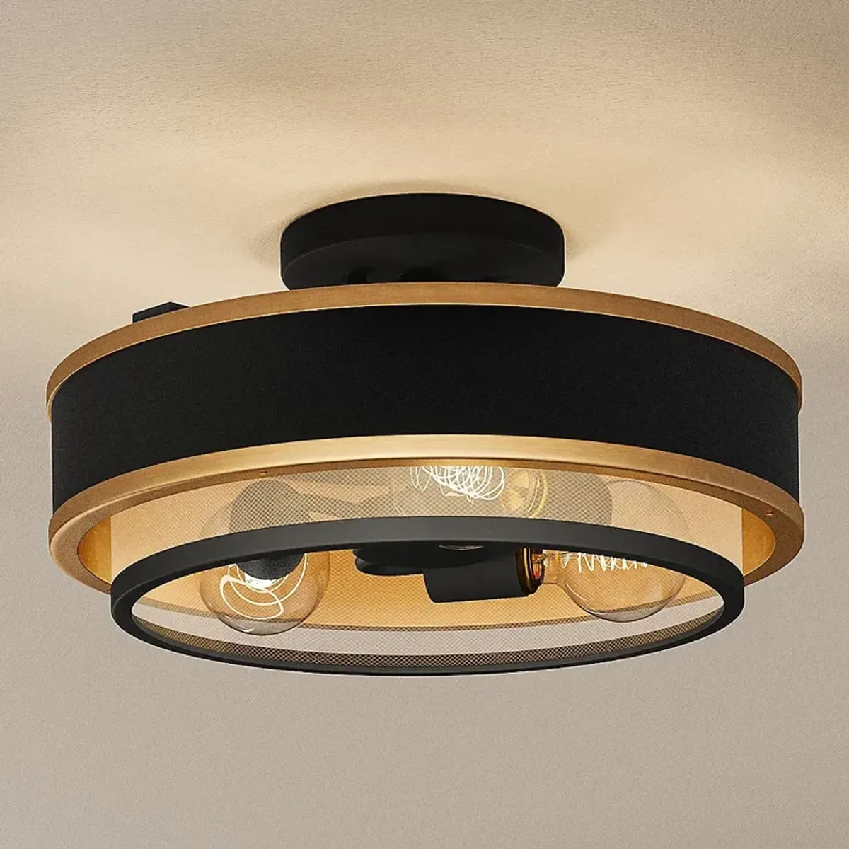 Quoizel Lockwood 15" Wide Earth Black 3-Light Ceiling Light