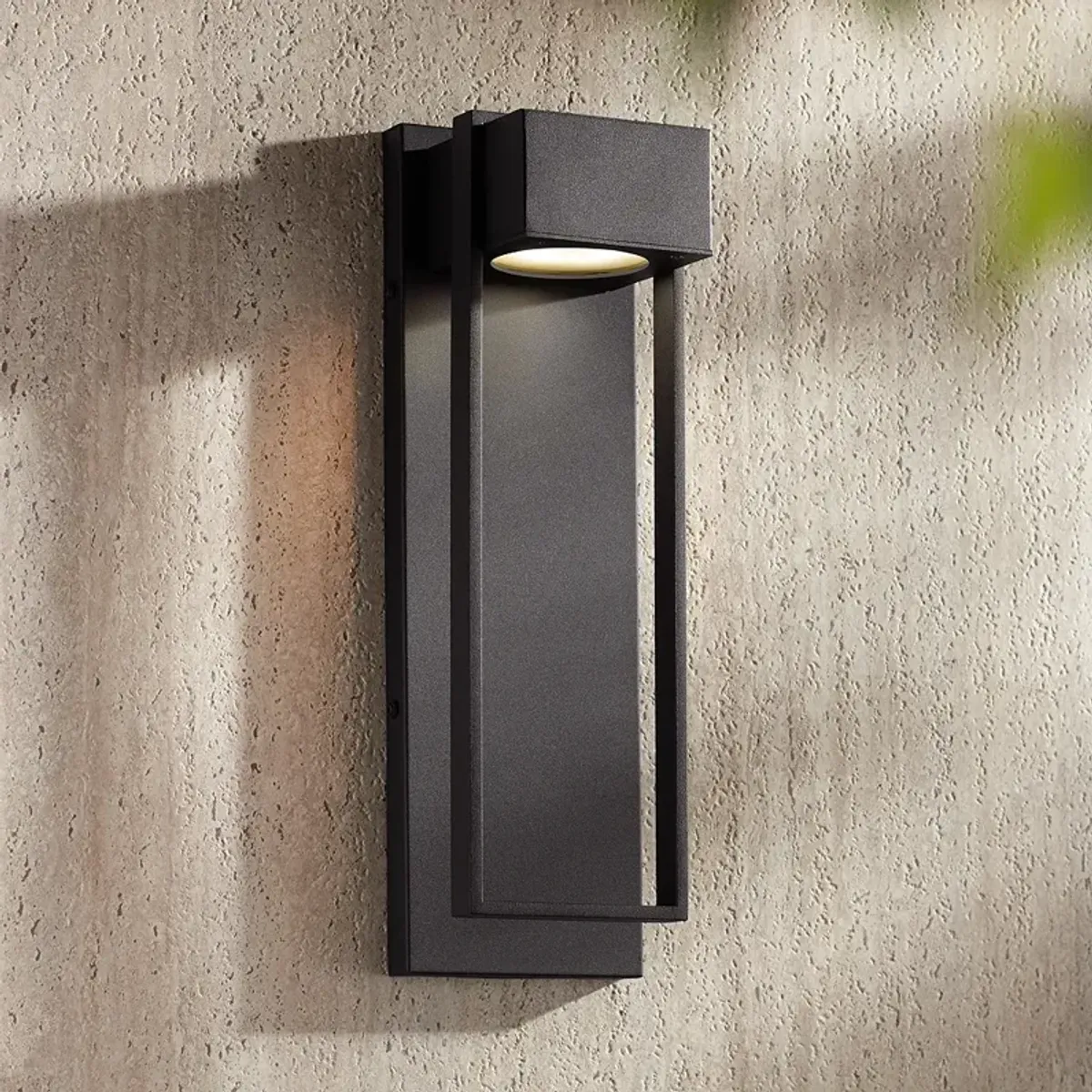 Pavel 16" High Textured Black LED Outdoor Wall Light