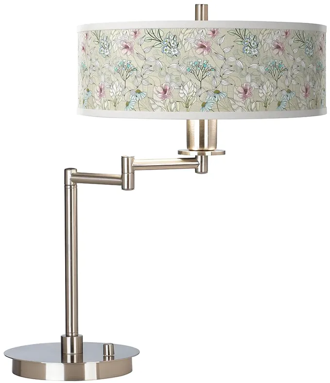 Giclee Gallery 20 1/2" Botanical Flower Shade CFL Swing Arm Desk Lamp