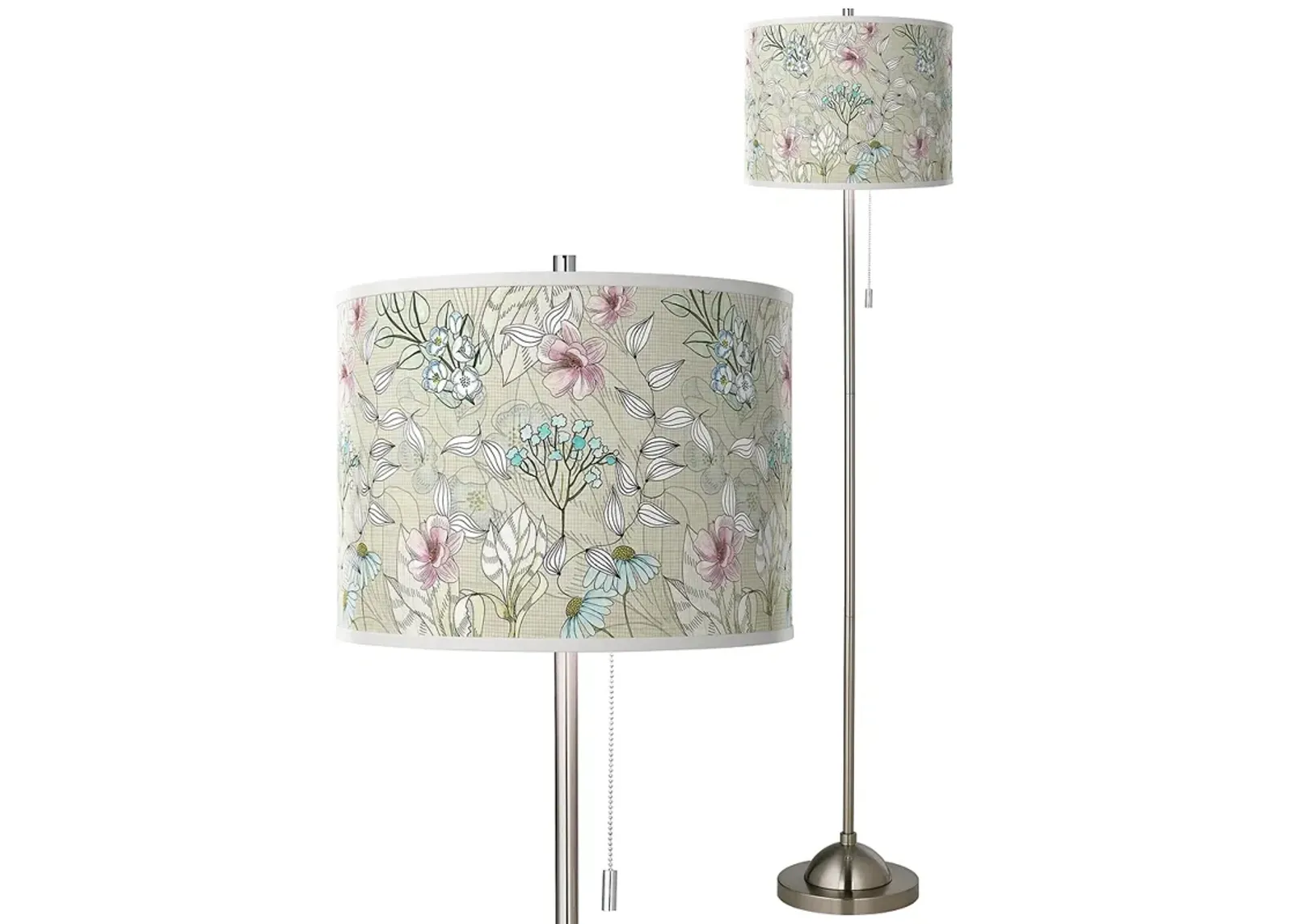 Giclee Glow 62" Botanical Shade Brushed Nickel Pull Chain Floor Lamp