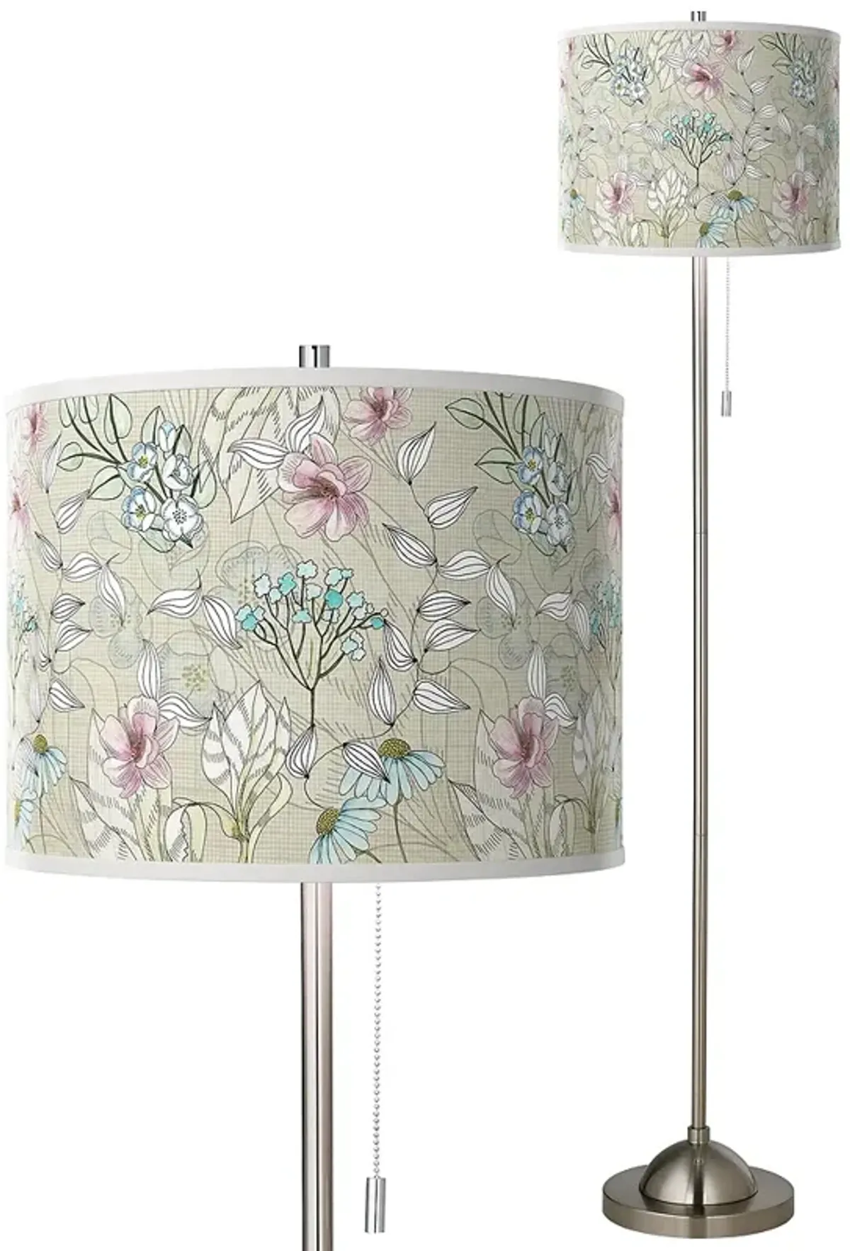 Giclee Glow 62" Botanical Shade Brushed Nickel Pull Chain Floor Lamp