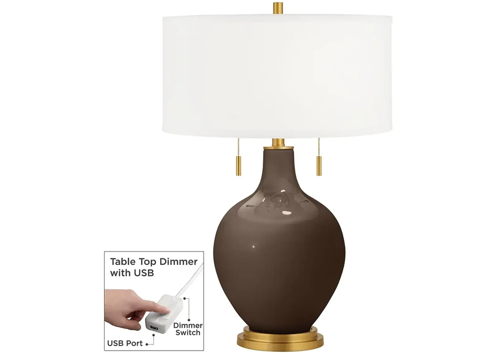 Carafe Toby Brass Accents Table Lamp with Dimmer