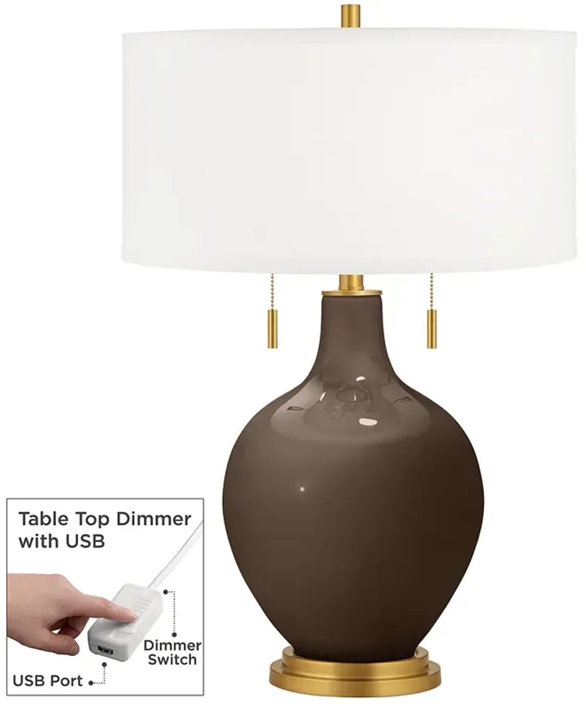 Carafe Toby Brass Accents Table Lamp with Dimmer