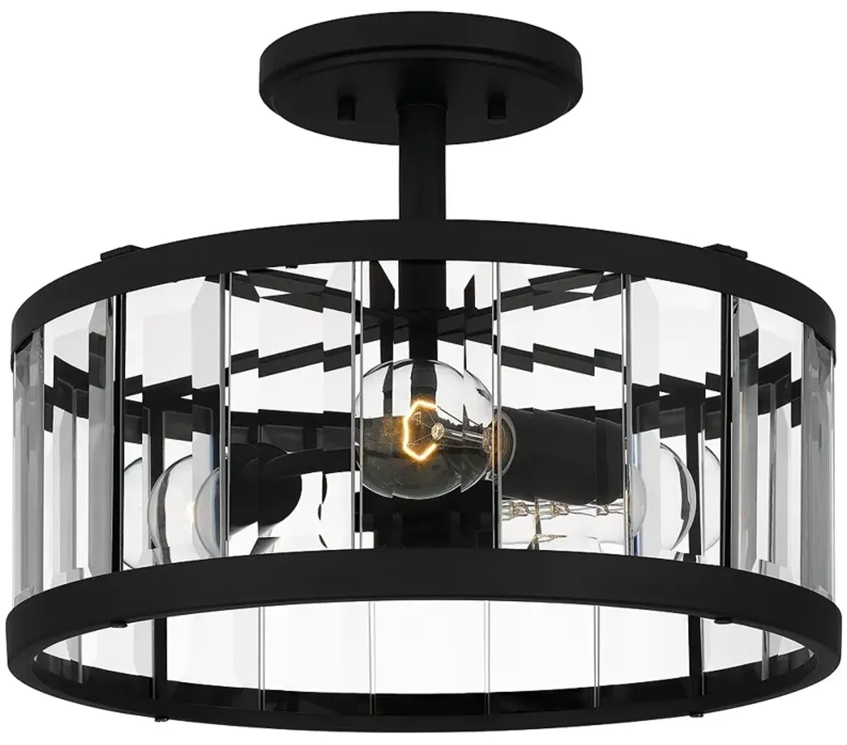 Lucia 3-Light Matte Black Semi-Flush Mount