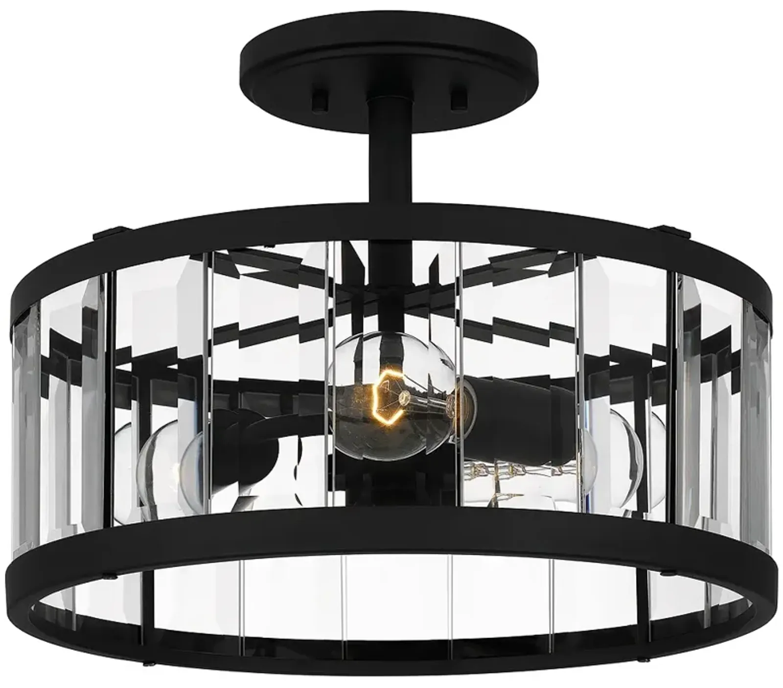 Quoizel Lucia 15" Wide 3-Light Matte Black Semi-Flush Mount