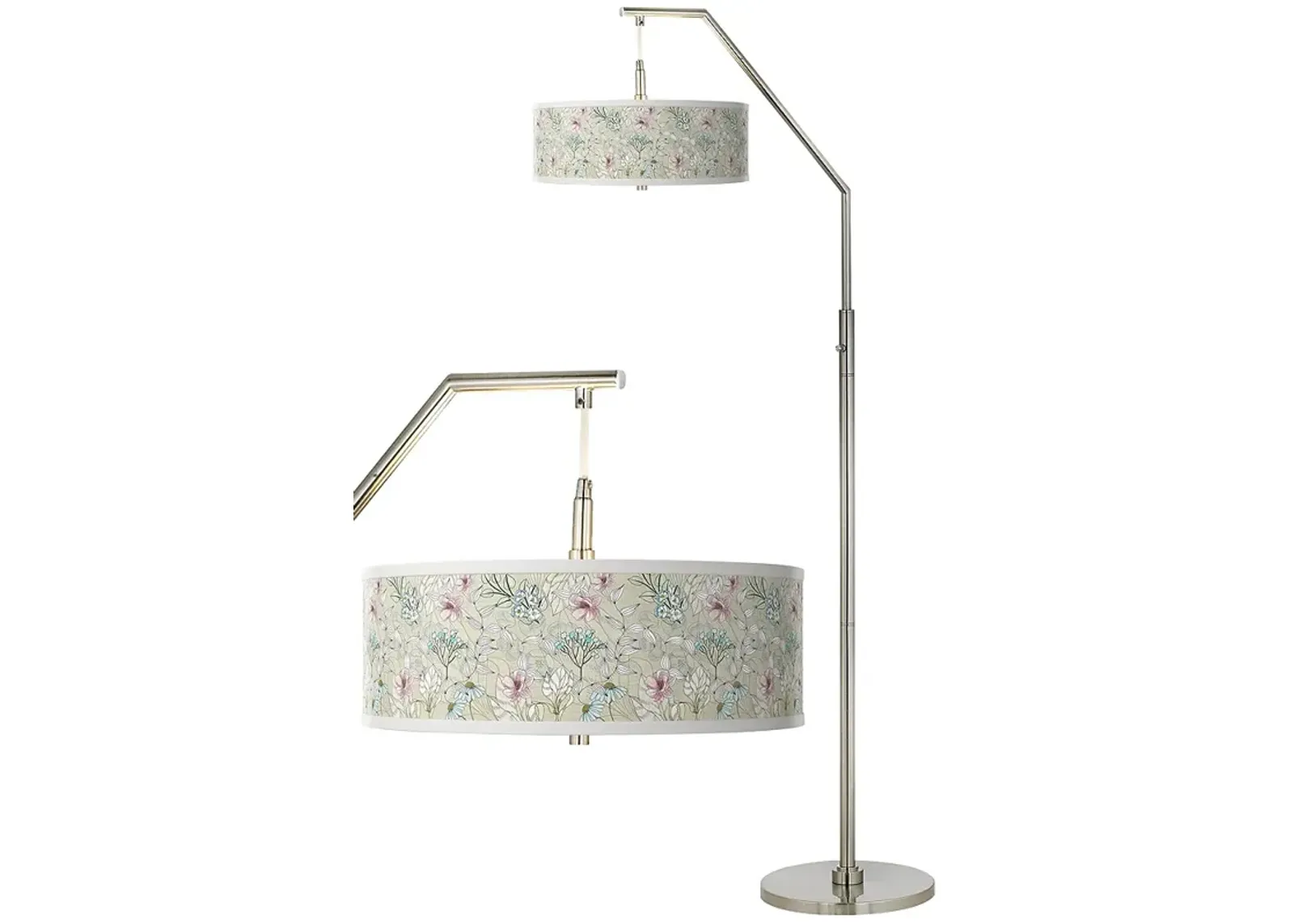 Giclee Glow 71 1/2" Botanical Pattern Giclee Shade Arc Floor Lamp